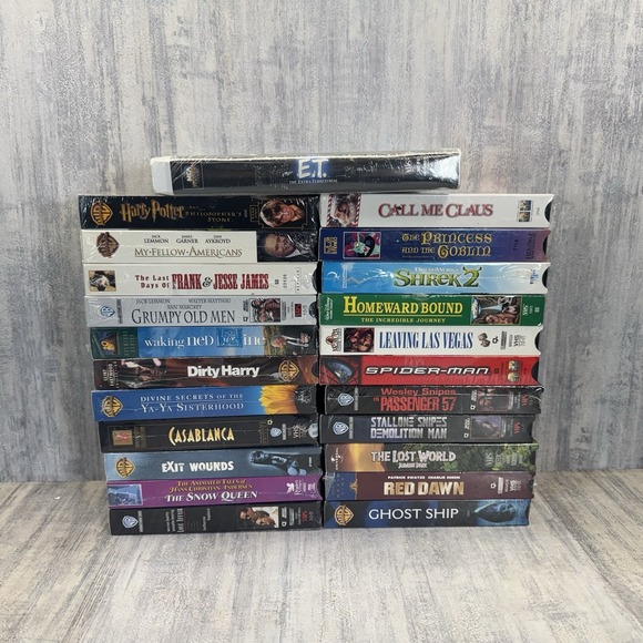 Other - VHS Tapes Lot New Sealed E.T Shrek Stallone Snipes Casablanca Jurassic Spiderman